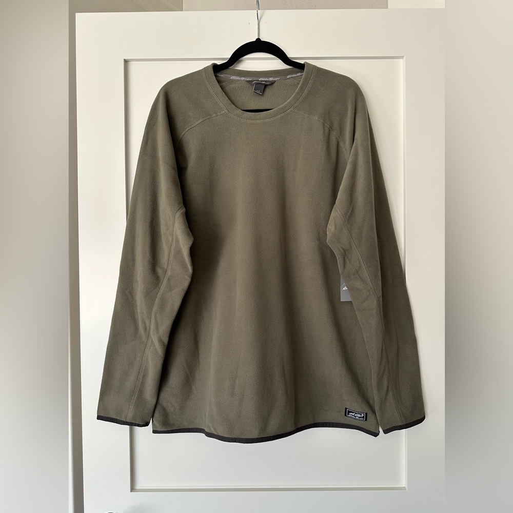NWT Eddie Bauer Mr. Quest Fleece Crew Pullover Olive Green Large